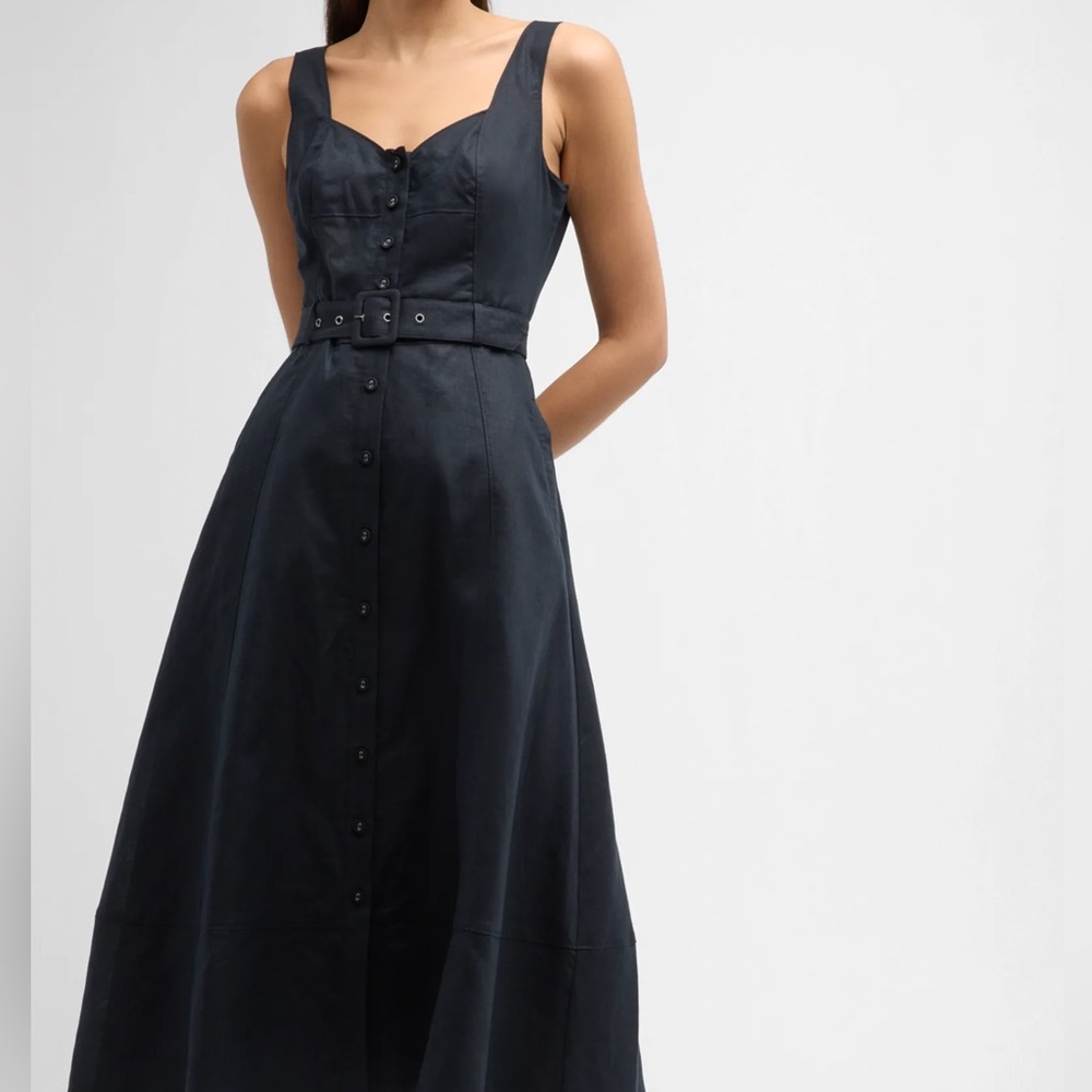 Paige Arienne Dress Linen Blend Black New Size 6 NWT
